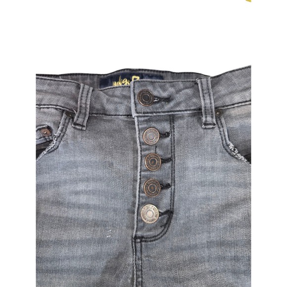 Indigo Rein Repreve Womens Jean Shorts‎ Size 5 Black Cut Off Stretch Button Fly - Picture 4 of 8